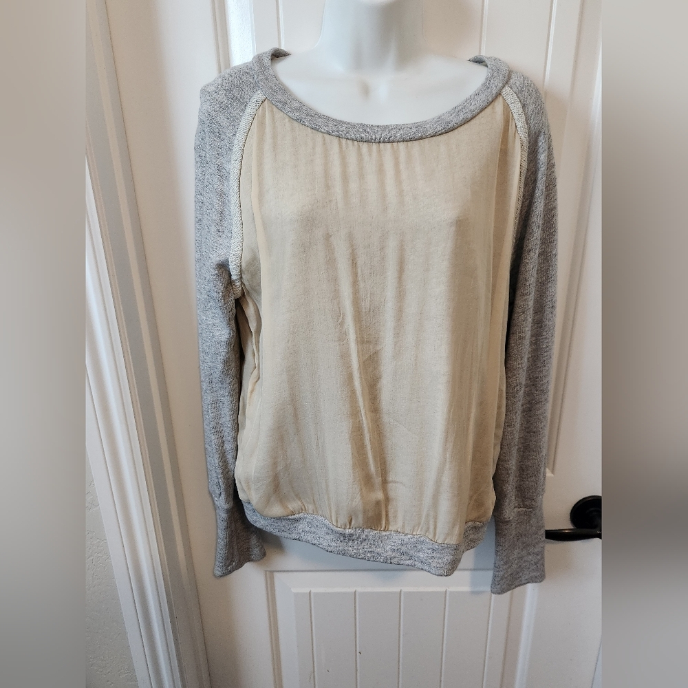 Sundance Colorblock Silk Woven Inset Longsleeve Top Size M Excellent Condition